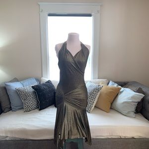 Brown/Gold metallic dress